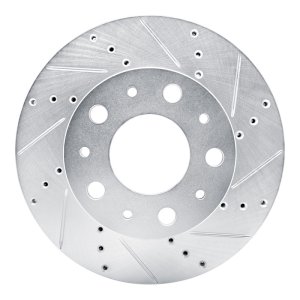 Ram Promaster 1500 Brake Rotor (1) - Front Right - R1 Concepts - Drilled & Slotted - Silver - `14-`25